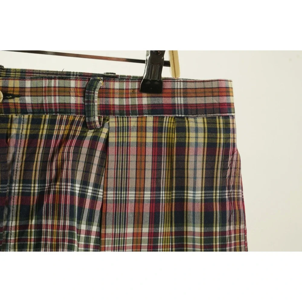 Vintage Polo Ralph Lauren Madras Plaid Pleated Chino Shorts Mens 40 x 8.5 Cotton